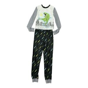 Saint Eve Kids - EC - Dinosaur Print Kids Pajamas - Gray and Black